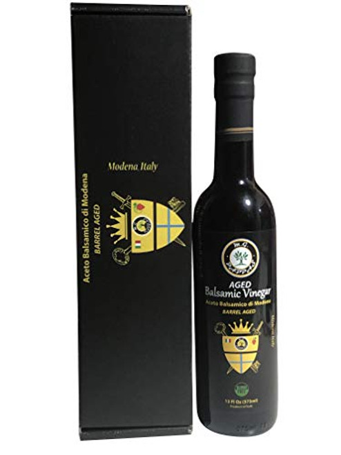 M-G- PAPPAS Aged Balsamic Vinegar of Modena  Italian Aceto Balsamico Premium  Sweet Gourmet Authentic Barrel-Aged Balsamic Syrup  Pure with NO Additives Colorants Preservatives  13 Oz 375ml Bottle