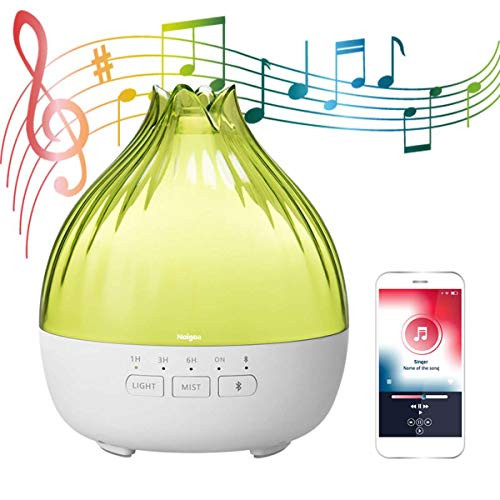 Music Aromatherapy Diffuser with Cool Mist Humidifier 350ml Essential Oil Diffuser Music Aroma Diffuser with Bluetooth Speaker ultrasonic Humidifier with 7 Color Lights and 4 Timer for Bedroom