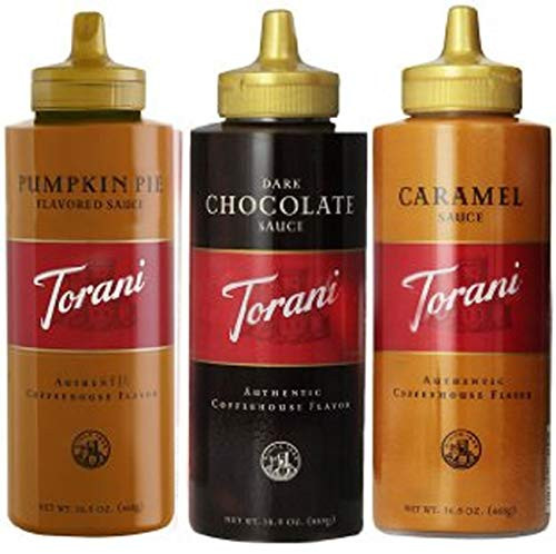 Torani 16-5oz Fall Favorite 3-pack Pumpkin Pie Chocolate and Caramel Sauces Torani 16-5oz Fall Favorite 3-pack Pumpkin Pie Chocolate and Caramel Sauces