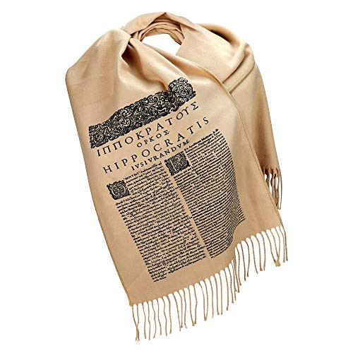 Tan Scarfs for Women with Hippocratic Oath Doctor Gift - Medical Practitioner Pashmina Shawls and Wraps Nursing School Gifts - Doctor and Surgeons Gifts for Women and Men