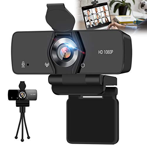 1080P HD Webcam Mini PC Web Camera with Microphone USB Computer Camera with Privacy Cover   Tripod Desktop Laptop Video Web Cam Stream Webcam for Video Calling Recording Conferencing Steaming