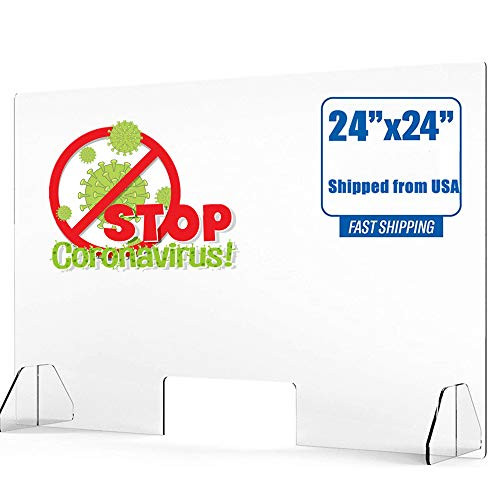 Sneeze Guard Clear Acrylic Protective Plexiglass Shield for Counter  Reception Desk  Transaction Window  Nail Art  Cashier 24  x 24