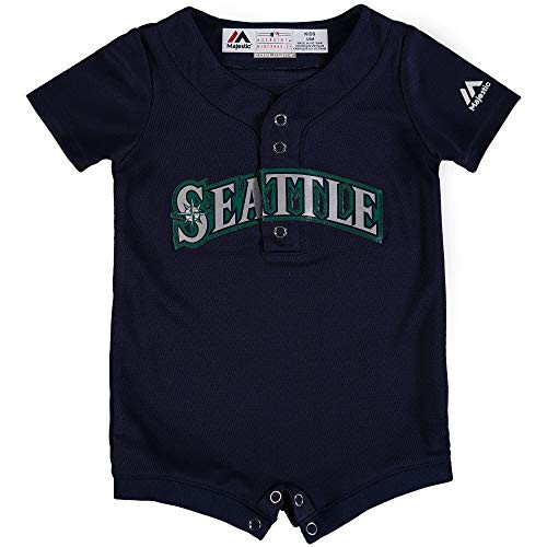 Outerstuff MLB Newborn Infants Cool Base Home Alternate Romper Jersey 12 Months  Seattle Mariners Alternate Navy
