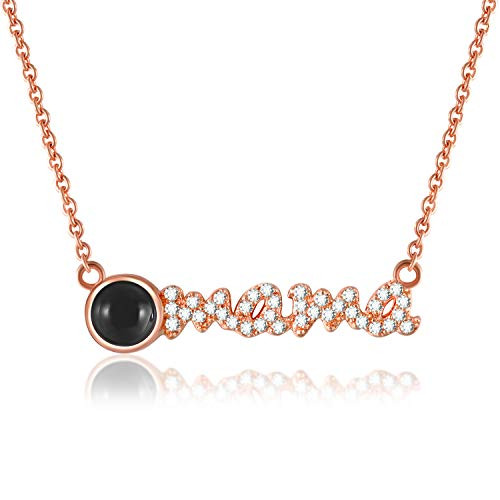 GEORGE · SMITH I Love You Mom 100 Languages Pendant Necklace Rose Gold Love Words Projection Necklace Love Memory Jewelry Gifts for Mom Women Girls