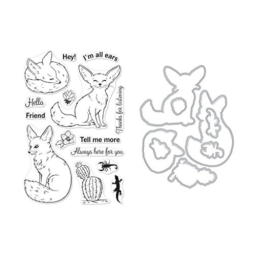 Hero Arts Clear Stamps and Frame Cuts Die Combo, Fennec The Fox