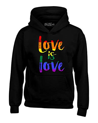 shop4ever Love is Love Gay Pride Hoodie Sweatshirts Medium Black 0