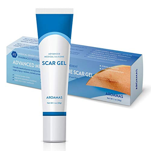 Aroamas Advanced Scar Gel Medical-Grade Silicone for Face  Body  Stretch Marks  C-Sections  Surgical  Burn  Acne  Old   New Scars  Clinically Proven  30g