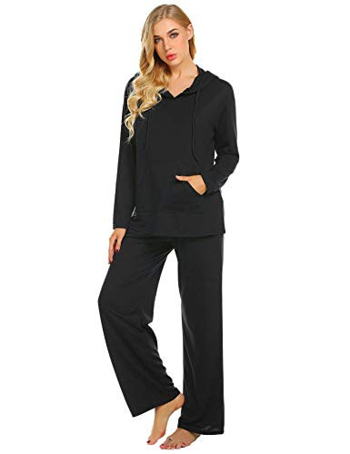Ekouaer Sleepwear Ladies Nightgowns Sleeveless Nightshirt V-Neck Ultra-Soft Nightdress Black XX-Large