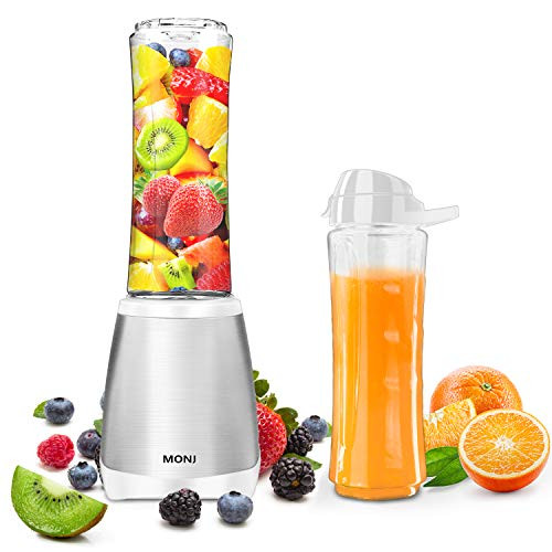 MONJ Personal Countertop Blender for Juices  Shakes and Smoothies  300W Single Serve Small Blender with 2x20oz Tritan BPA-Free Sports Bottles-white
