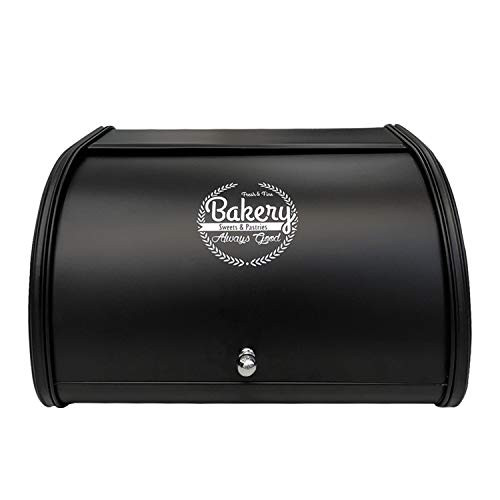 Metal Black Bread Box for Kitchen Counter   Bread Storage   Bread Containers Storage   Bread Bin   Bread Keeper Container   Farmhouse Bread Box   Large Bread Box   Bread Holder   Bread Saver