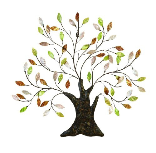 Benzara Metal Tree Wall Art with Textured Leaves, Multicolor Benzara Metal Tree Wall Art with Textured Leaves, Multicolor