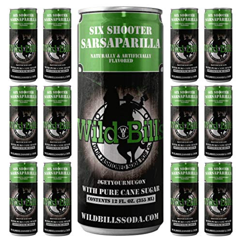 Wild Bill s Sarsaparilla Traditional Root Beer Soda Can Drink 12 Pack Real Cane Sugar Beverage