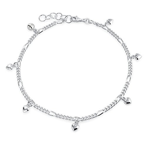 Multi Heart Dangle Charms Anklet Ankle Bracelet For Women 925 Sterling Silver Adjustable 9 To 10 Inch With Extender