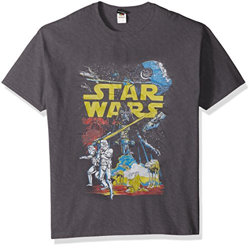 Star Wars Men s Rebel Classic Graphic T-Shirt  Charcoal  Large