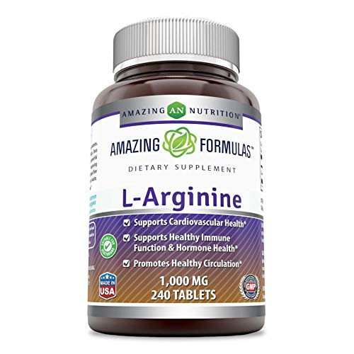 Amazing Formulas L-Arginine - 1000 Mg 240 Tablets Non-GMO Gluten Free - Supports Cardiovascular Health - Supports Immune Function - Promotes Healthy Circulation- Amazing Formulas L-Arginine - 1000 Mg 240 Tablets Non-GMO Gluten Free - Supports Cardiovascular Health - Supports Immune Function - Promotes Healthy Circulation-