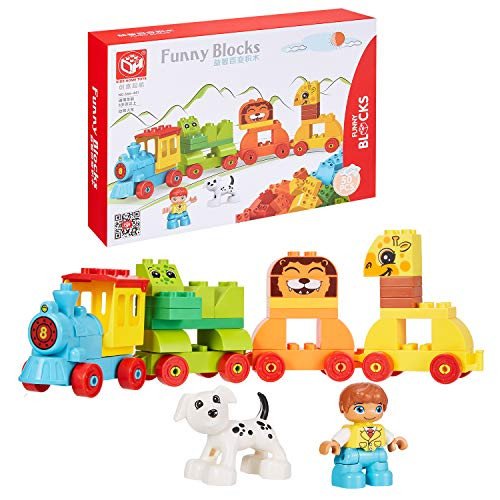 N  A Toy Train Set - Train Building Block Set  Animal Train Building Blocks for Preschool Children  Classic Toy Train Gifts for Boys and Girls