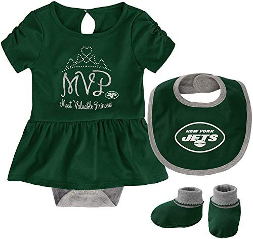 Outerstuff NFL Girls Newborn Infants MVP 3 Piece Creeper Bib and Booty Bodysuit Set - New York Jets 24 Months Outerstuff NFL Girls Newborn Infants MVP 3 Piece Creeper Bib and Booty Bodysuit Set - New York Jets 24 Months