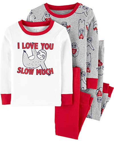 Carter s Boys 4-Piece Snug Fit Cotton PJs White-Red-Sloth  3T