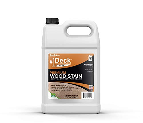 #1 Deck Premium Semi-Transparent Wood Stain for Decks, Fences, Siding - 1 Gallon (Light Walnut)