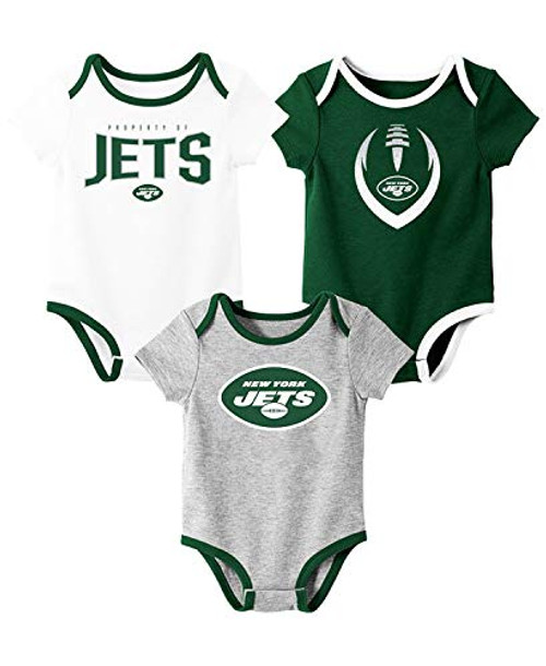 Outerstuff NFL Newborn Infants Nowstalgic Icon 3 Piece Creeper Bodysuit Set 18 Months  New York Jets