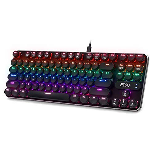 Mechanical Gaming Keyboard?EDJO Blue Switch 87 Keys with LED Rainbow Backlit Wired Gaming Keyboard for Windows PC Gamers