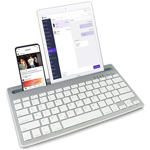 Bluetooth Wireless Keyboard  Multi-Device Portable Keyboard with USB Rechargeable and Integrated Stand Phone Holder  Wireless Keyboard for ipad  Compatible with iOS  Android  Windows System-