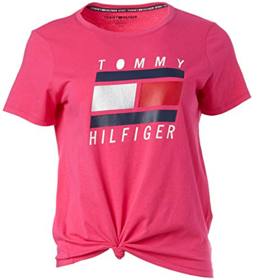 Tommy Hilfiger Women s Premium Short Sleeve Crew Neck T-Shirt  Fuchsia  Medium