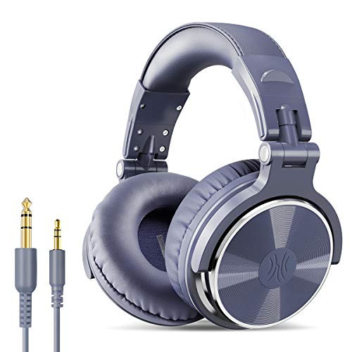 OneOdio Over Ear Headphone  Wired Bass Headsets with 50mm Driver  Foldable Lightweight Headphones with Share Port and Mic for Recording Monitoring Mixing Podcast Guitar PC TV Light Blue