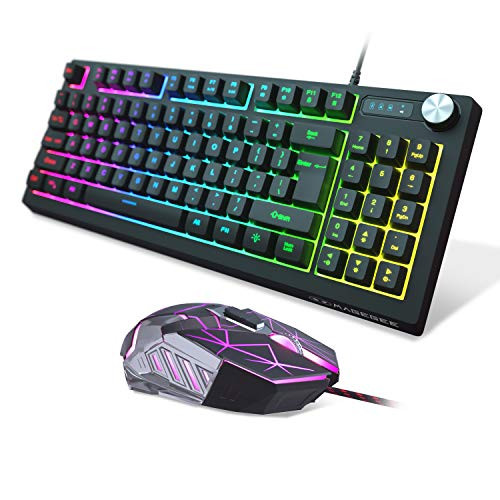 MageGee GT698 Gaming Keyboard and Mouse Combo  TKL 89 Keys Gaming Keyboard RGB LED Rainbow Backlit  Anti-Ghosting USB Wired Keyboard  Gaming Mouse 3200 DPI for PC Laptop Desktop Gaming and Work