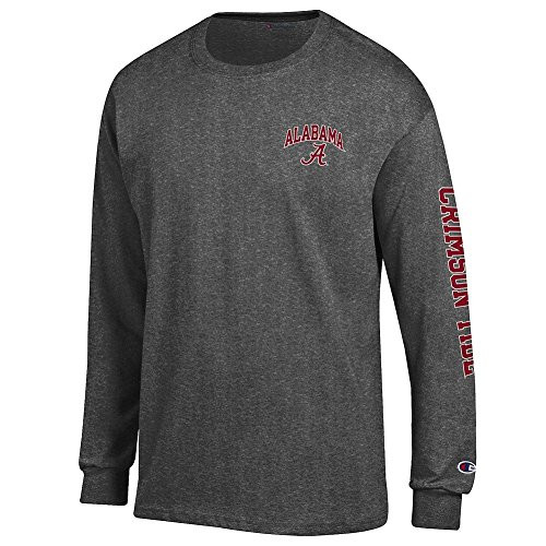 Elite Fan Shop Alabama Crimson Tide Long Sleeve Tshirt Charcoal Letterman - Large