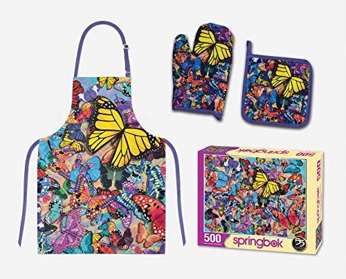 Springbok Butterfly Frenzy 500 Piece Jigsaw Puzzle and Apron Gift Set