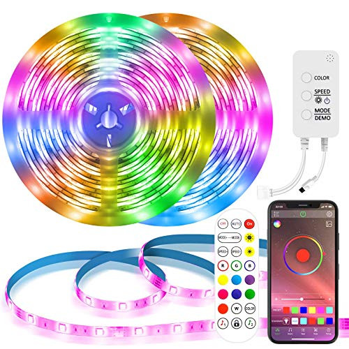 LED Strip Lights RGB Stripe 32-8ft Tape Light 300 LEDs SMD5050 IP65 Waterproof Music Sync Color Changing APP Controlled Bluetooth Controller 24Key Remote Control Decoration for Home TV Party LED Strip Lights RGB Stripe 32-8ft Tape Light 300 LEDs SMD5050 IP65 Waterproof Music Sync Color Changing APP Controlled Bluetooth Controller 24Key Remote Control Decoration for Home TV Party
