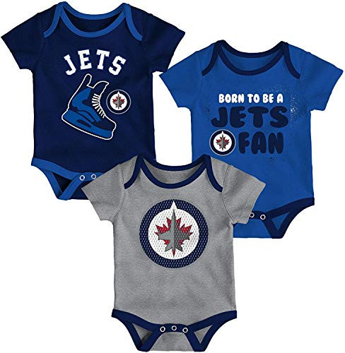 Outerstuff NHL Newborn Infants Even Strength 3 Piece Creeper Bodysuit Set 12 Months  Winnipeg Jets