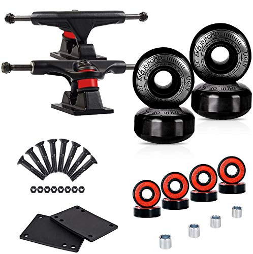 LOSENKA Skateboard Wheels Set Include Skateboard Trucks  Skateboard Wheels 52mm  Skateboard Bearings  Skateboard Pads  Skateboard Hardware 1