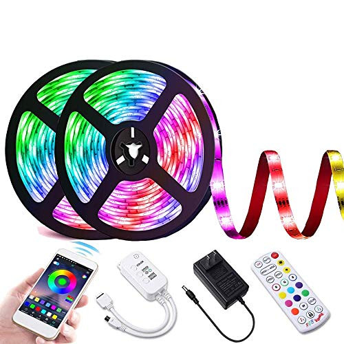 KINGLUX LED Strip Lights RGB Strips 32-8ft Tape Light 300LEDs 5050RGB Waterproof Sync Music Color Changing Bluetooth Controller 24Key Remote Control Decoration for Home TV Party - APP Control KINGLUX LED Strip Lights RGB Strips 32-8ft Tape Light 300LEDs 5050RGB Waterproof Sync Music Color Changing Bluetooth Controller 24Key Remote Control Decoration for Home TV Party - APP Control