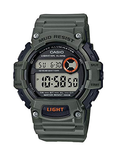 Casio Men s Mud Resistant 10-Year Battery Quartz Watch with Resin Strap  Green  27-6 Model  TRT-110H-3AVCF