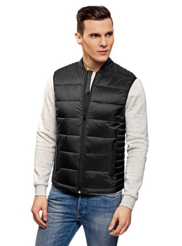 oodji Ultra Men s Basic Puffer Vest  Black  US 46 - EU 56 - XL