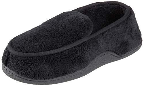 isotoner Men s Microterry Slip On Slippers  Black  Medium - 8-9 US