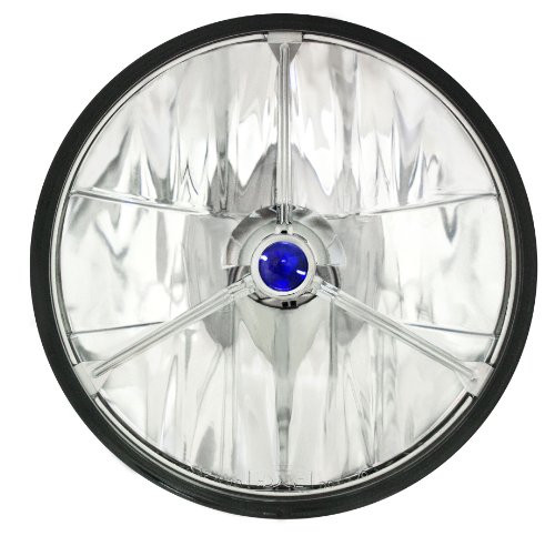 Adjure T70403 7  Wave Cut Blue Dot Tri-Bar Motorcycle Headlight with H4 Bulb