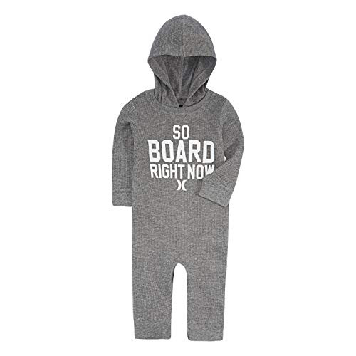 Hurley Baby Boys Long Sleeve Hooded Coverall  Carbon-So Board  0-3M