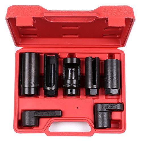 SCITOO 7pcs O2 Oxygen Sensor Oil Pressure Sending Unit Master Sensor Socket Tool Kit with Long Oxygen Sensor Wrench Socket Fit for Most Modern Vehicles
