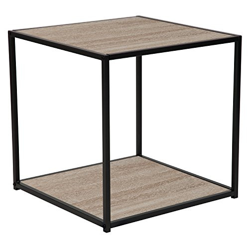 Flash Furniture Midtown Collection Sonoma Oak Wood Grain Finish End Table with Black Metal Frame