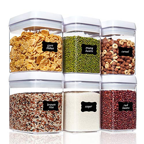 Airtight Food Storage Containers  Vtopmart 6 Pieces Medium BPA Free Plastic Containers with Easy Lock Lids  for Kitchen Pantry Organization and Storage  Include 24 Labels