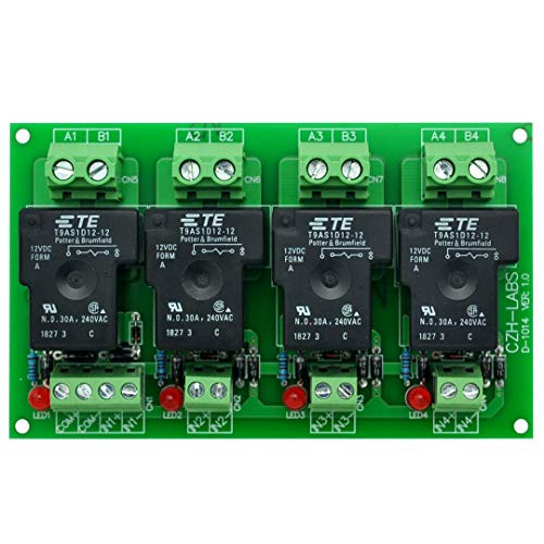 CZH-Labs 12V Passive 4 SPST-NO 30Amp Power Relay Module Board-
