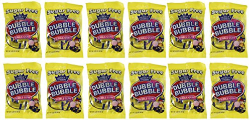 Dubble Bubble Sugar Free Bubble Gum  3-25-ounce Bags Pack of 12