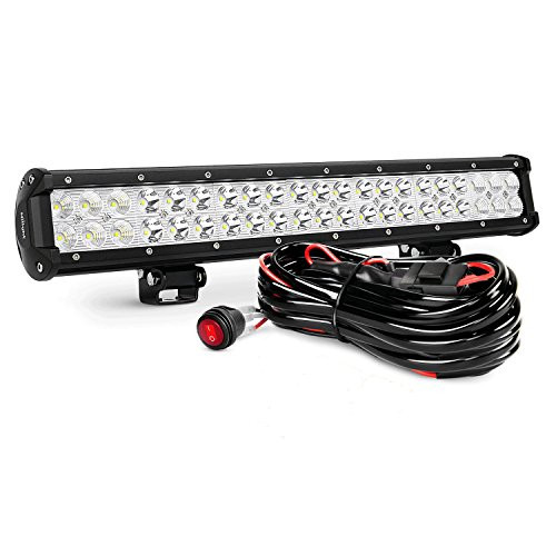 Nilight ZH006 Bar 20Inch 126W Spot Flood Combo LED Off Road Lights with 16AWG Wiring Harness Kit-2 Lead, 2 Years Warranty