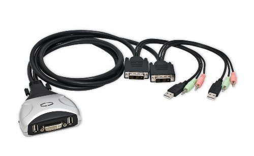 IOCrest 2 Port DVI + USB KVM Switch with Audio and Mic Support (SY-KVM20075)