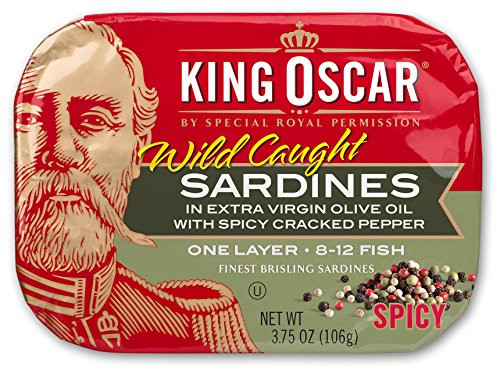 King Oscar Wild Caught Sardines in Extra Virgin Olive Oil  Spicy Cracked Pepper  3-75 Ounce Pack of 12