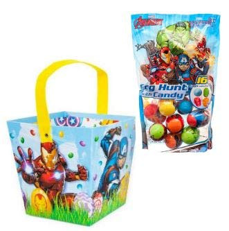 Gift set Avengers Easter Bundle with Avengers Themed Easter Paperboard Basket and Avengers Themed Egg Hunt Easter Eggs