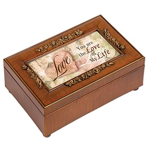 Cottage Garden Love of My Life Woodgrain Petite Rose Music Box Plays Unchained Melody